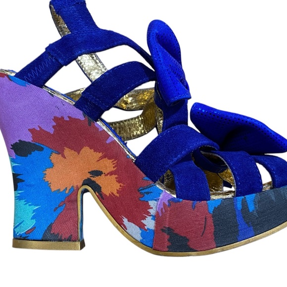 Irregular Choice Royal Blue and Gold Bow Heels - Picture 5 of 10